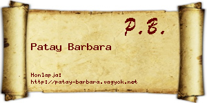 Patay Barbara névjegykártya